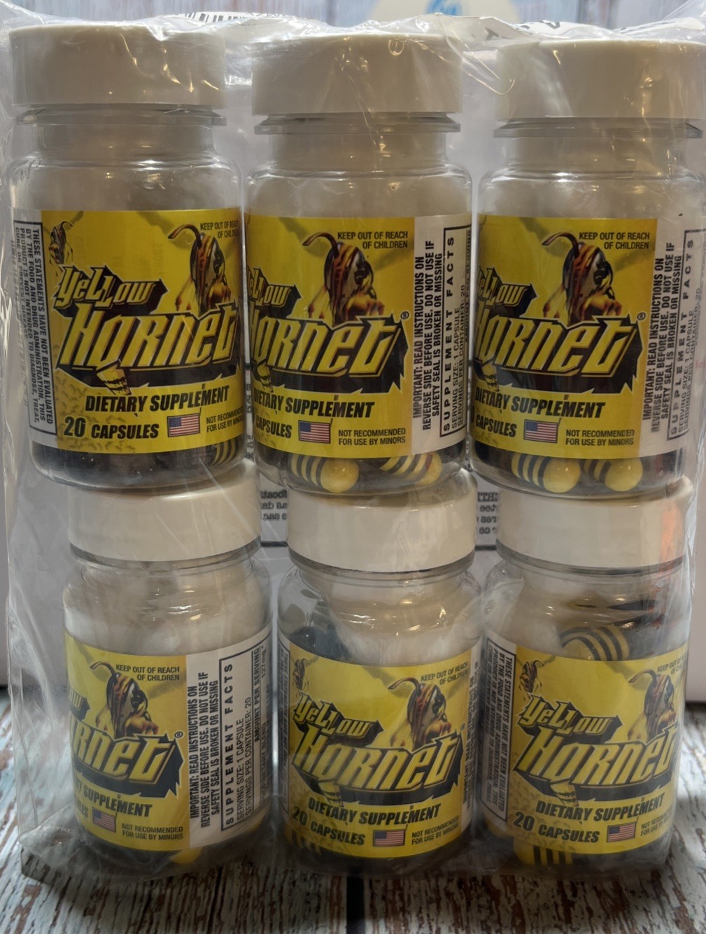 Yellow Herbal Dietary Supplement 20ct (Lot of 6 X) = 120 Capsules