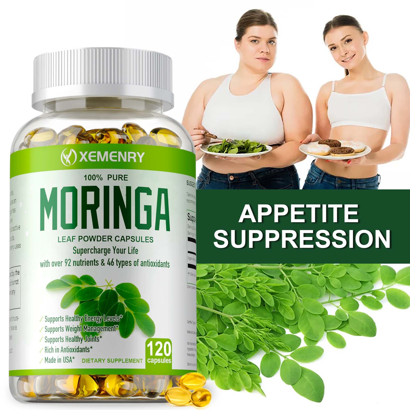 Moringa Capsules 1000mg – Antioxidant, Weight Loss, Joint and Digestive Health