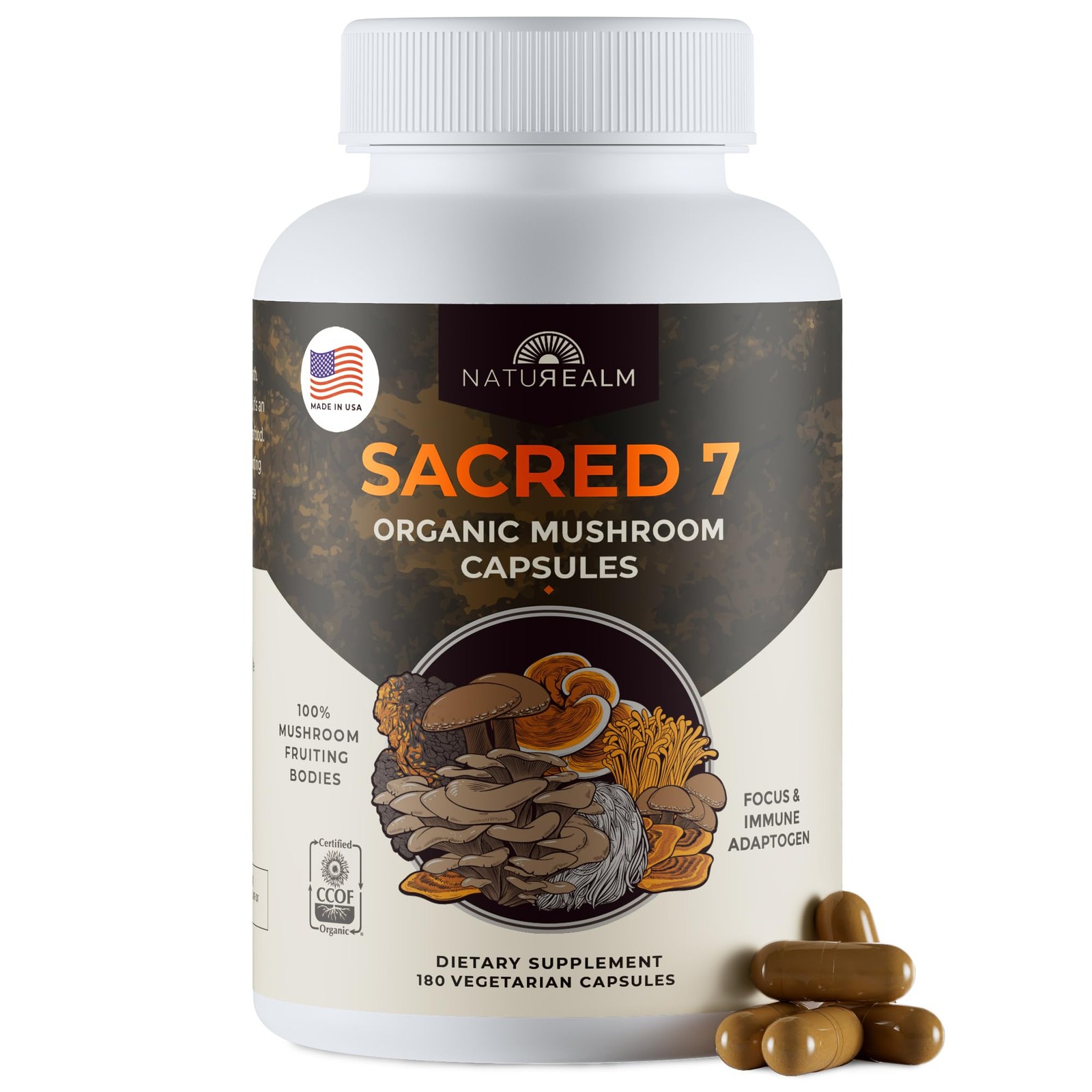 Sacred 7 Mushroom 7-in-1 Blend Capsules Supplement 60 Day Supply | Supports D…