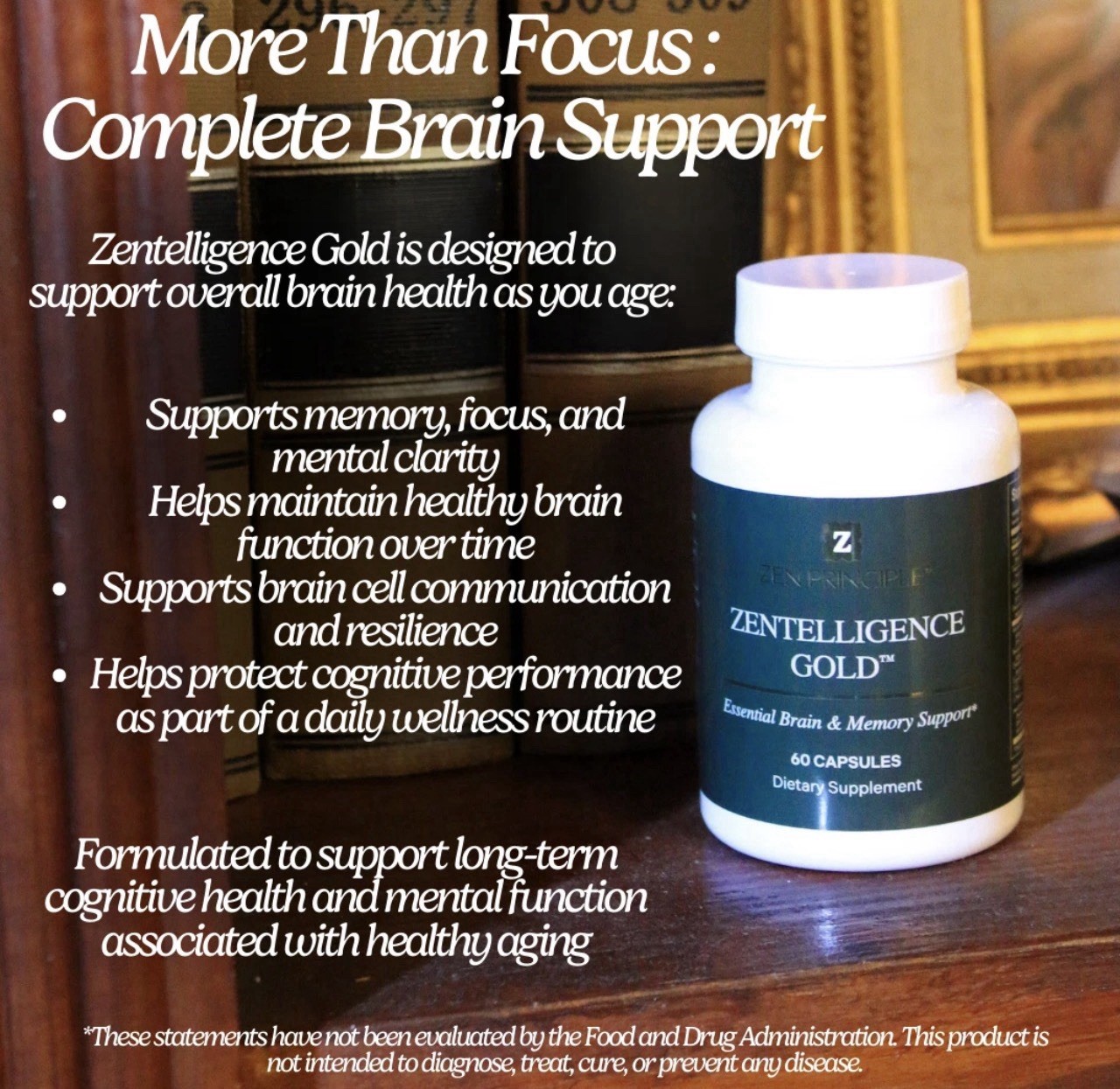 Zentelligence Gold Brain & Memory Support Supplement 60 Capsules Nootropics NEW