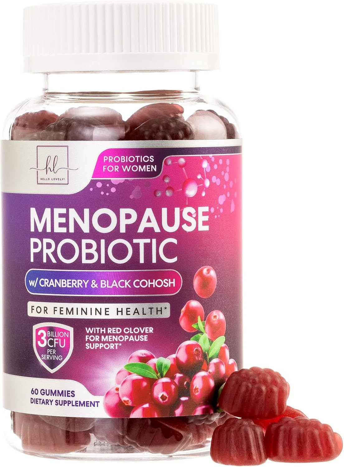 Menopause Supplements for Women Gummies – with Black Cohosh, Cranberry 3 Billion