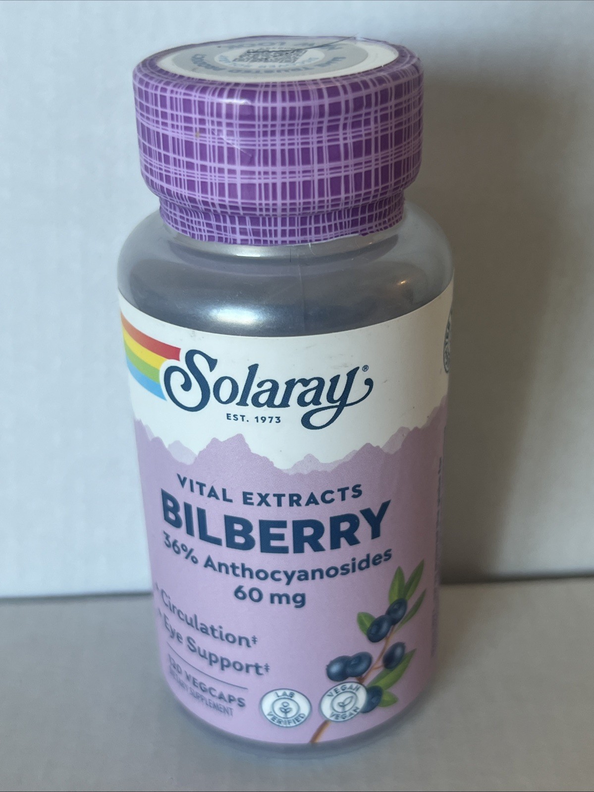 Solaray Bilberry Extract, Eye Support, 60 mg, 120 Count Exp 02/28+ FREE SHIPPING