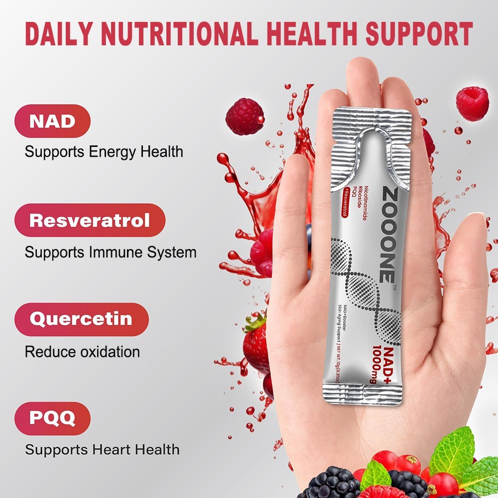 NEW ZOOONE NR1000 NAD+ Berry Flavor Drink Mix – 30 Packets Lutein – Healthy Skin