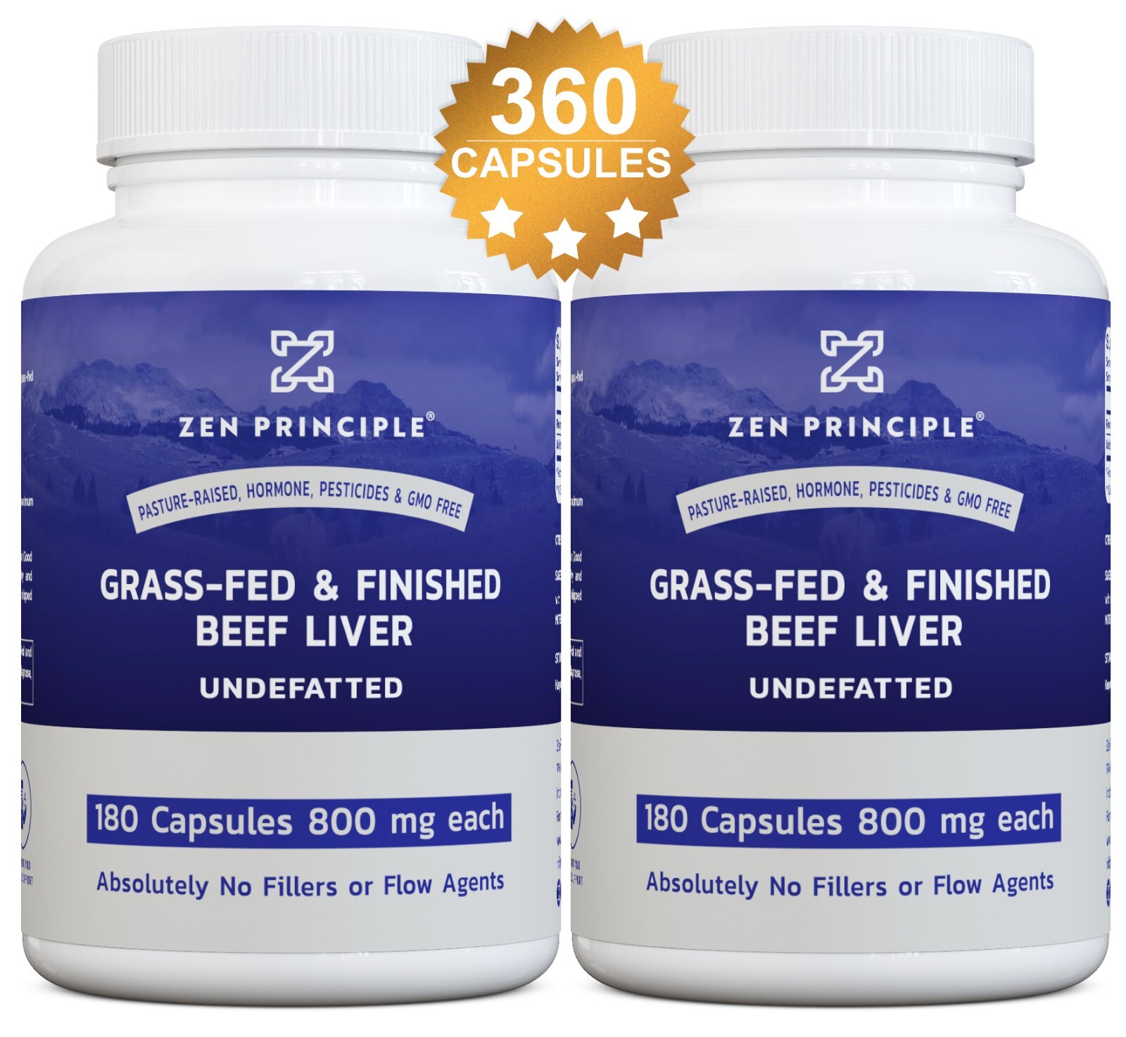 2 Pack (360 Capsules) Ultra-Pure Desiccated Beef Liver, Grass-Fed