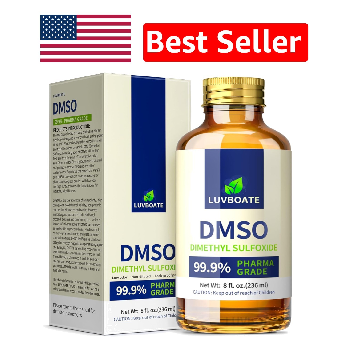 High Purity DMSO 8 fl.oz – Pharmaceutical Grade Liquid in Safe Glass Packaging