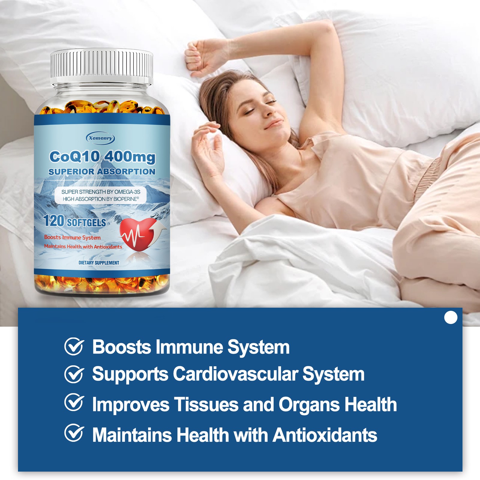 CoQ10 400mg – Heart & Cardiovascular Health, Antioxidant, Energy Production
