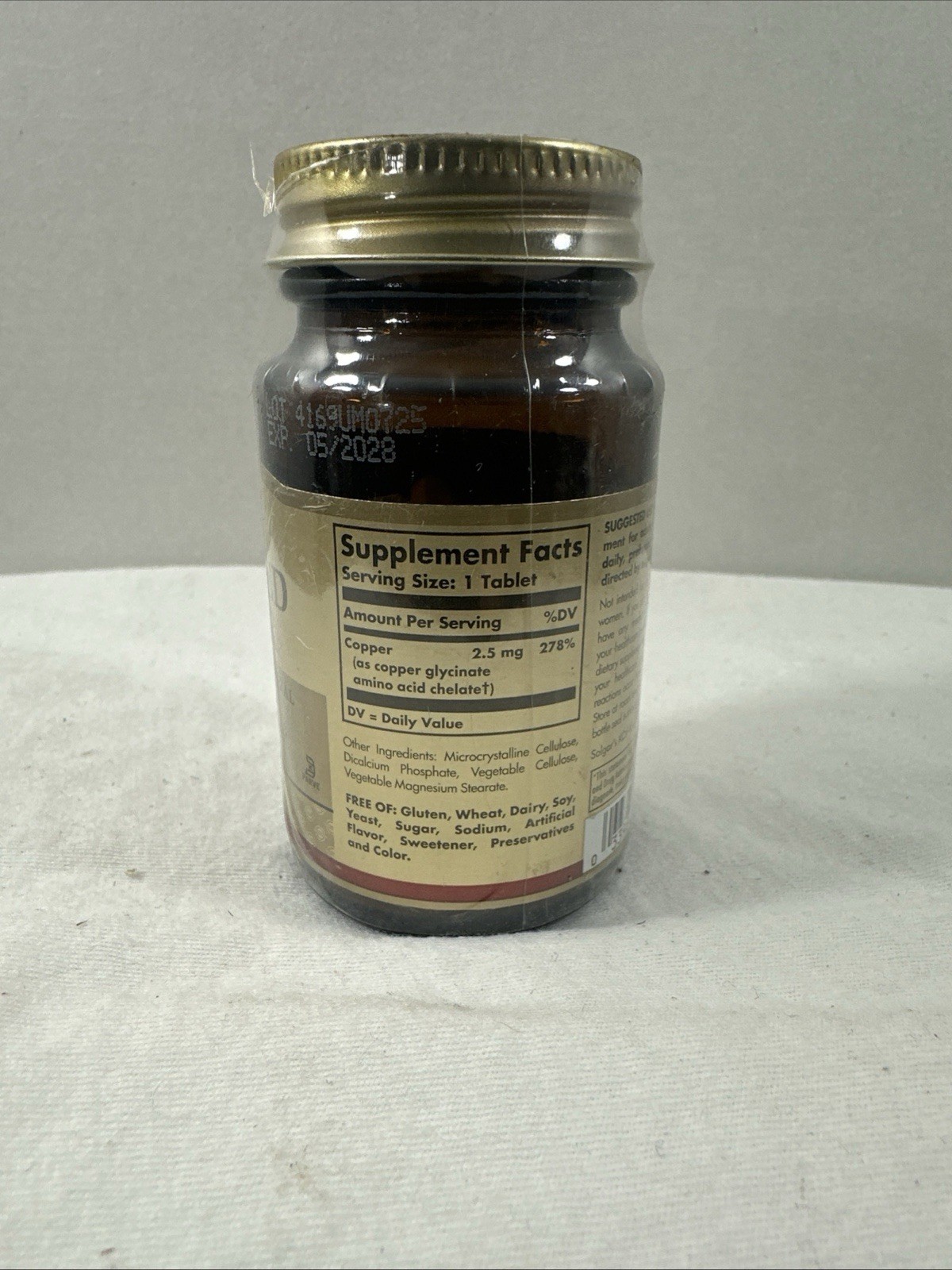 Solgar Chelated Copper 100 Tablets. Exp 05/2028 FREE SHIPPING Plastic Sealed