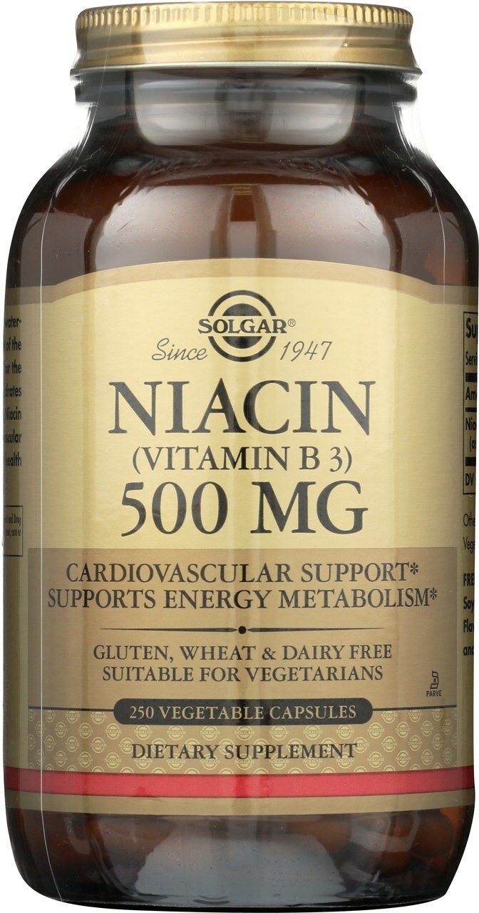 Solgar Niacin Vitamin B3 500mg 250 Vegetable Capsules