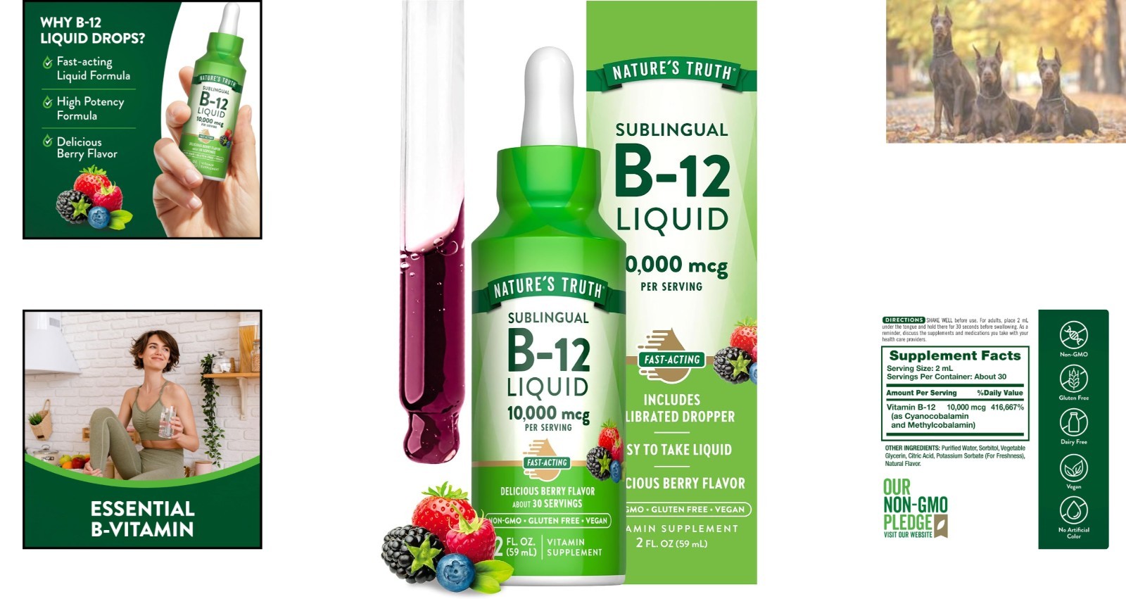 10,000 mcg B12 Sublingual Drops in Berry Flavor | Easy & Fast-Acting