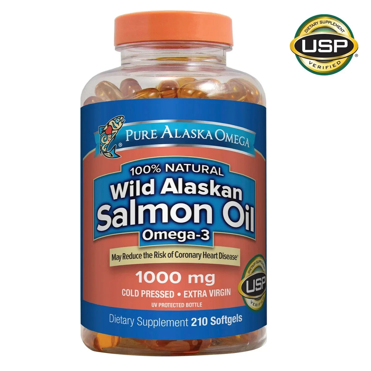Pure Alaska Omega-3 Wild Alaskan Salmon Oil 1000mg 210 Softgels ((EXP 03/2027))