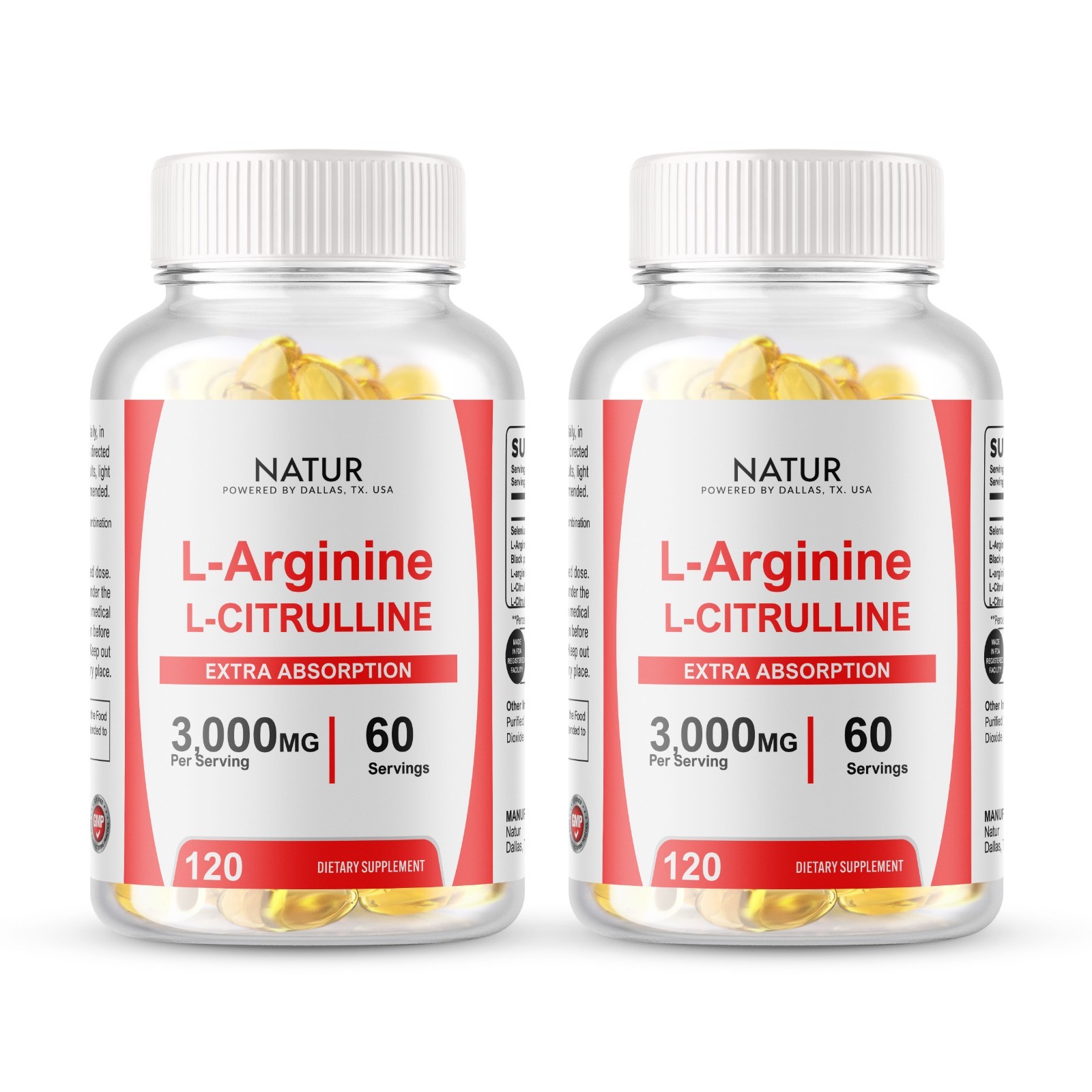 240 Softgels L-Arginine L-Citrulline – Nitric Oxide Booster 3000mg 270 Servings