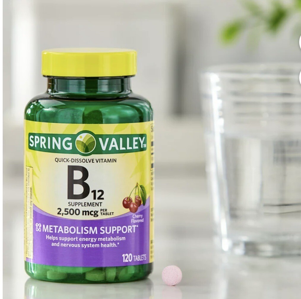 Spring Valley Vitamin B12 Quick Dissolve Tablets Supplement 2500 Mcg Cherry 120*