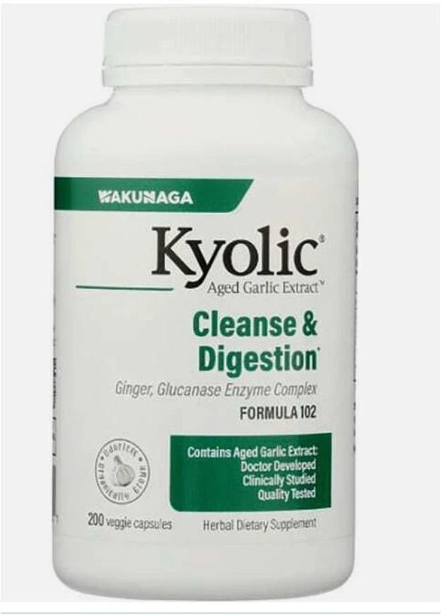 Kyolic #102 Aged Garlic Extract Cleanse & Digestion 200 Veg Caps