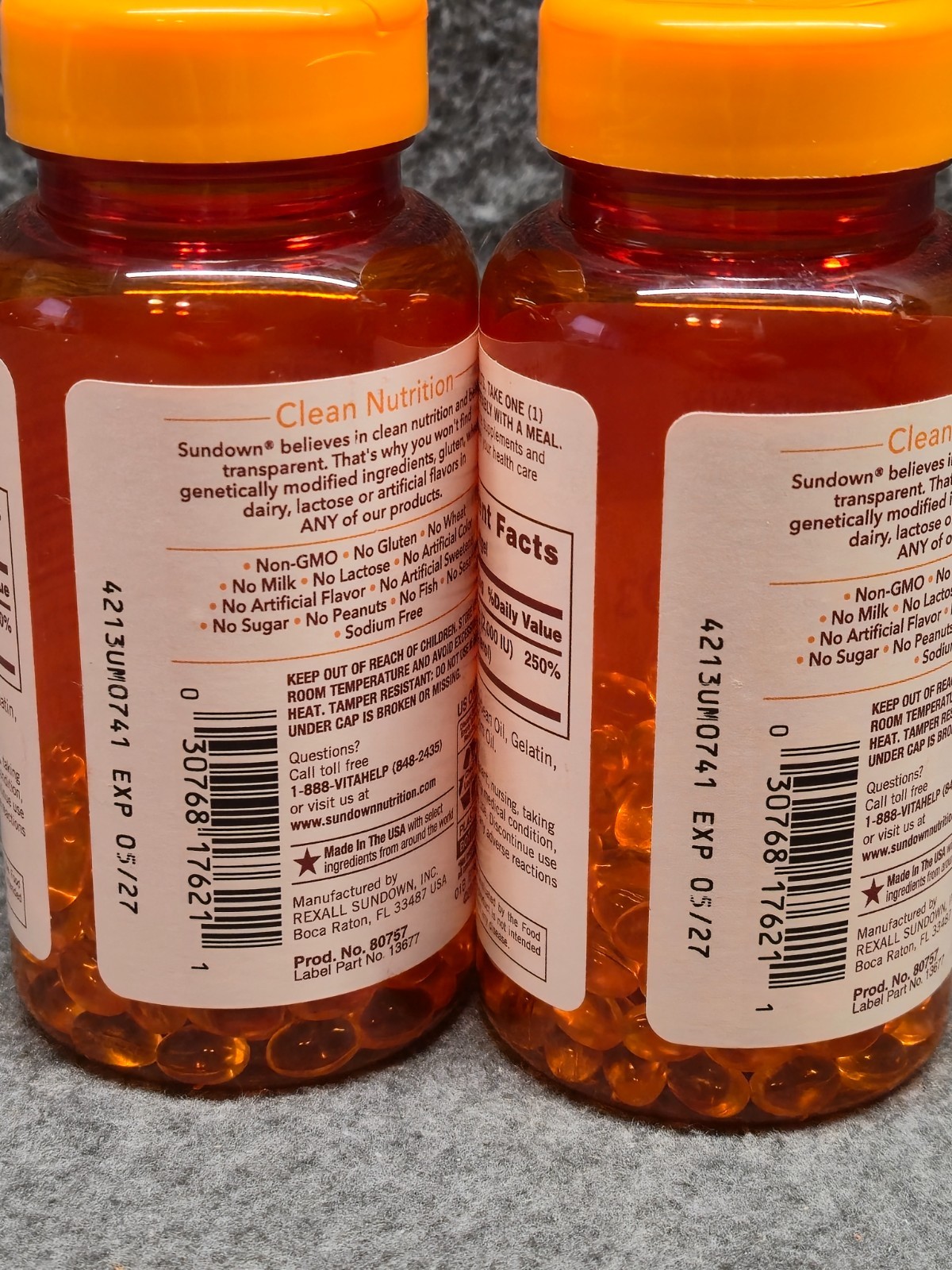 Lot 2 Sundown Vitamin D3 50mcg 2000IU 150softgels Each Bottle. EXP 06/2026