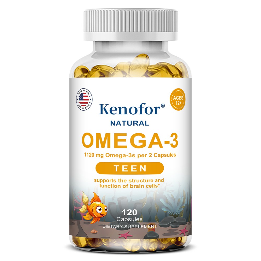 Natural Omega-3 1120mg For 12+ Teen Supports Brain Function Healthy 30-120 Caps