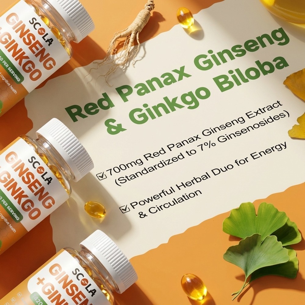 Ginkgo Biloba + Ginseng Extract Red Panax Focus Brain Memory Metabolism Booster