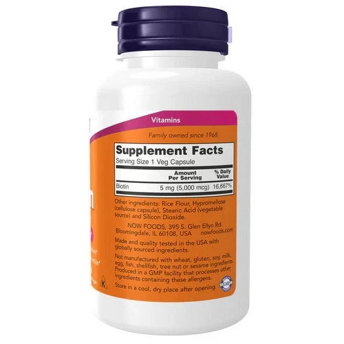 Biotin, 5000 Mcg, 120 Veg Caps