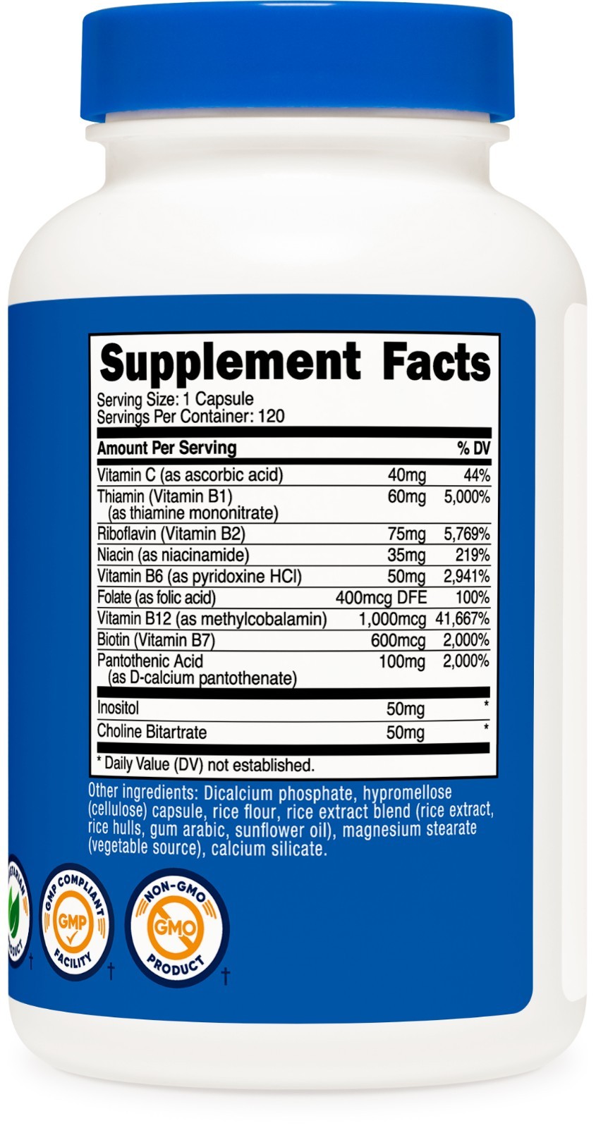 Nutricost Vitamin B Complex 460mg, 120 Capsules With Vitamin C – High Potency