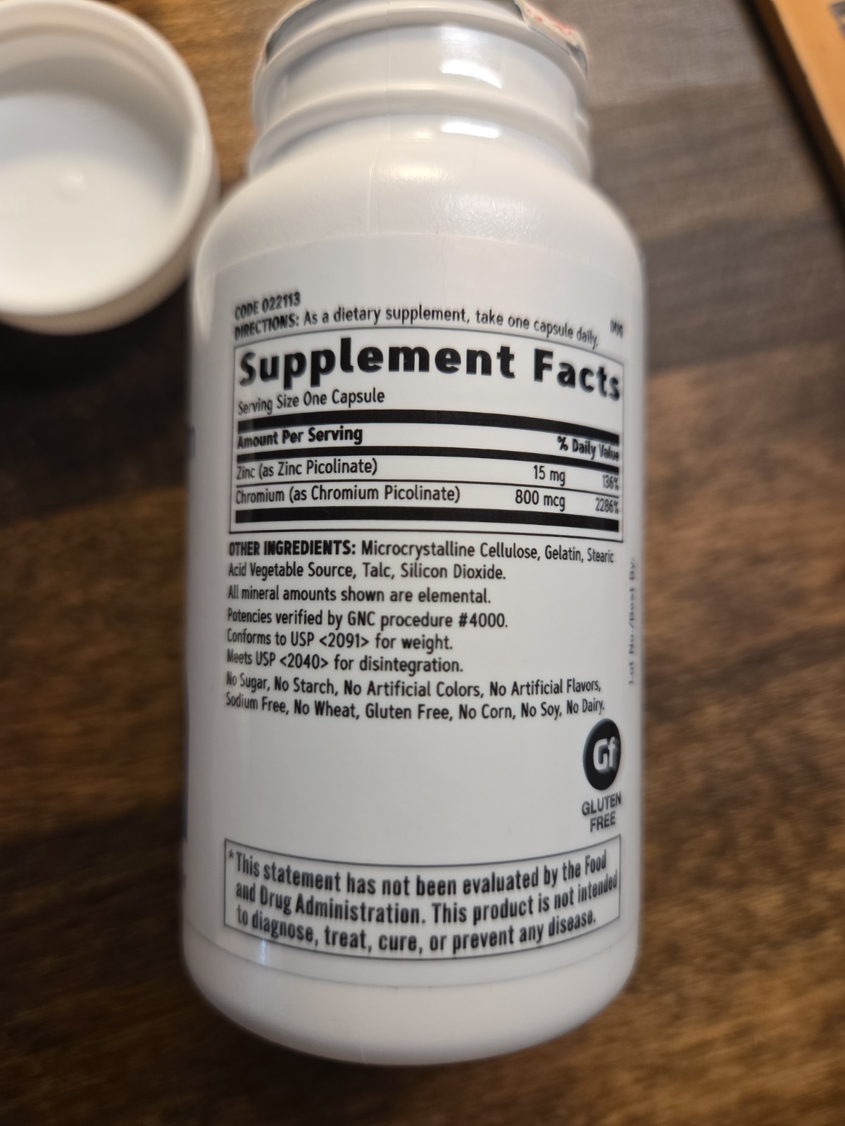 Ultra Chromium Picolinate Supplement 800 McG, 2-Pack 60 Cap 4 Bottles Sealed GNC