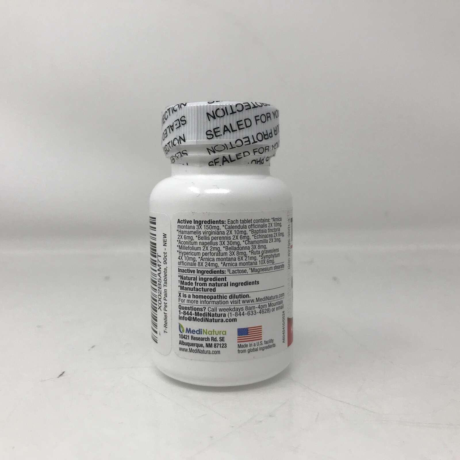 MediNatura T-Relief Pet Pain Arnica +12 90 Tablet Exp 08- 2029