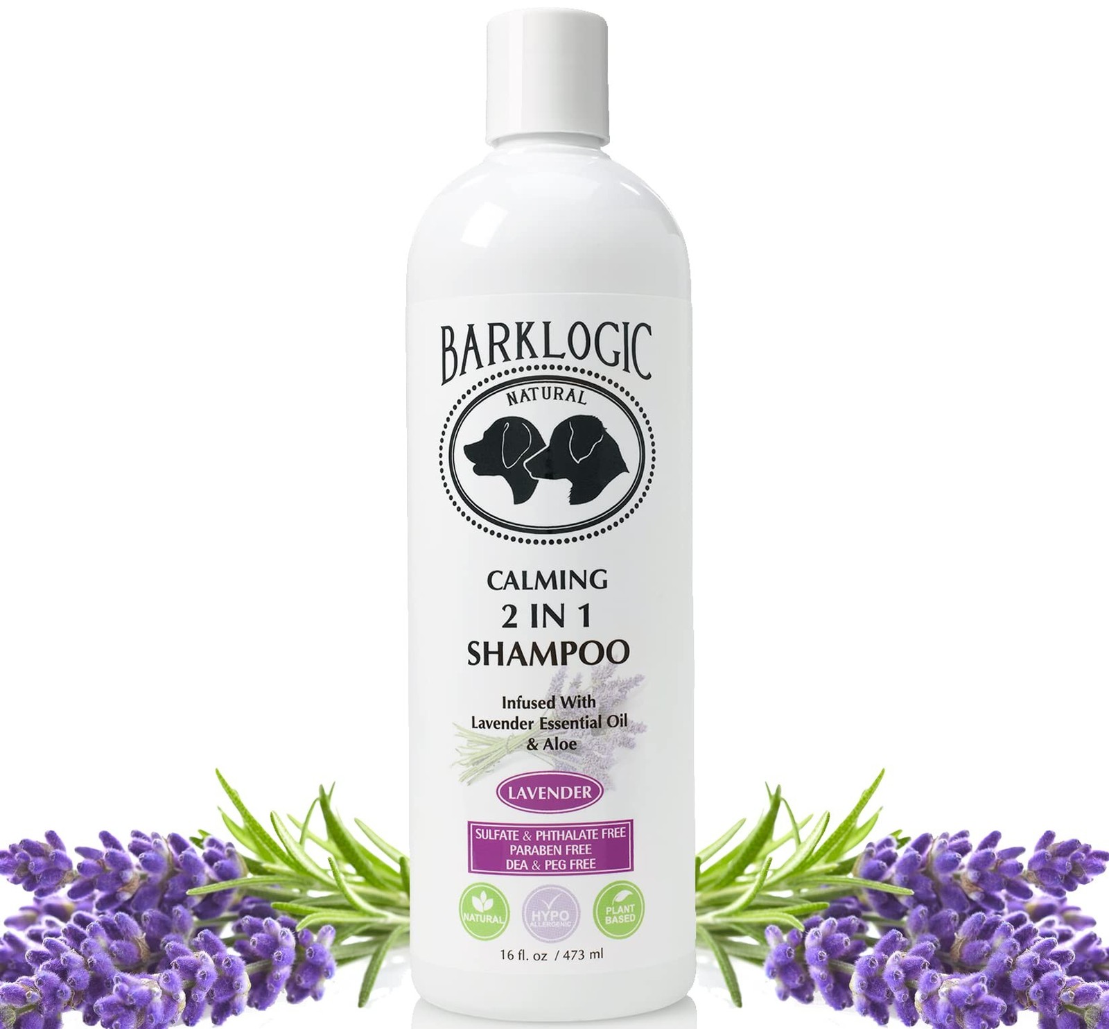BarkLogic Plant Based 2 in 1 Dog Shampoo and Conditioner, Lavender, 16 fl oz …