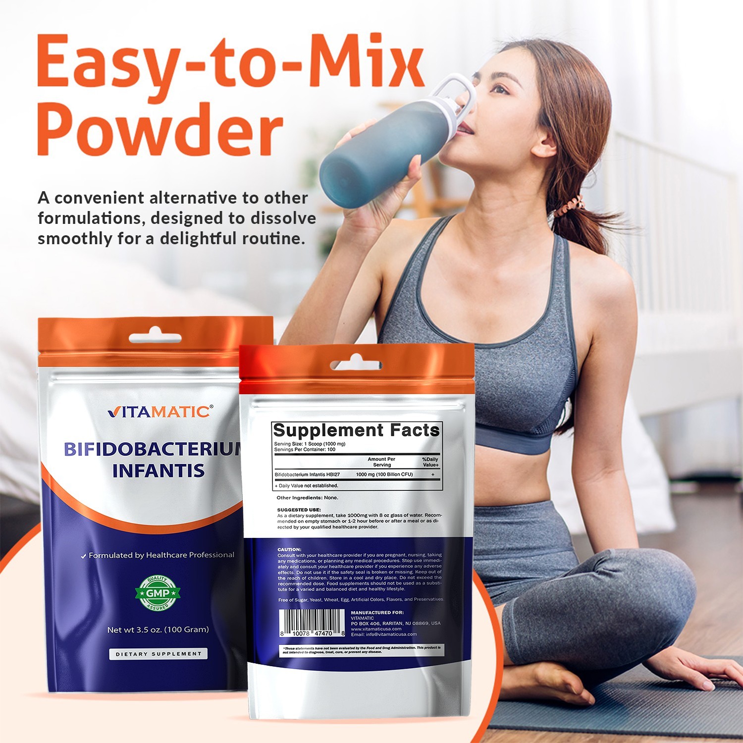 Vitamatic Bifidobacterium Infantis Probiotic Powder – Digestive Support 100 Gr