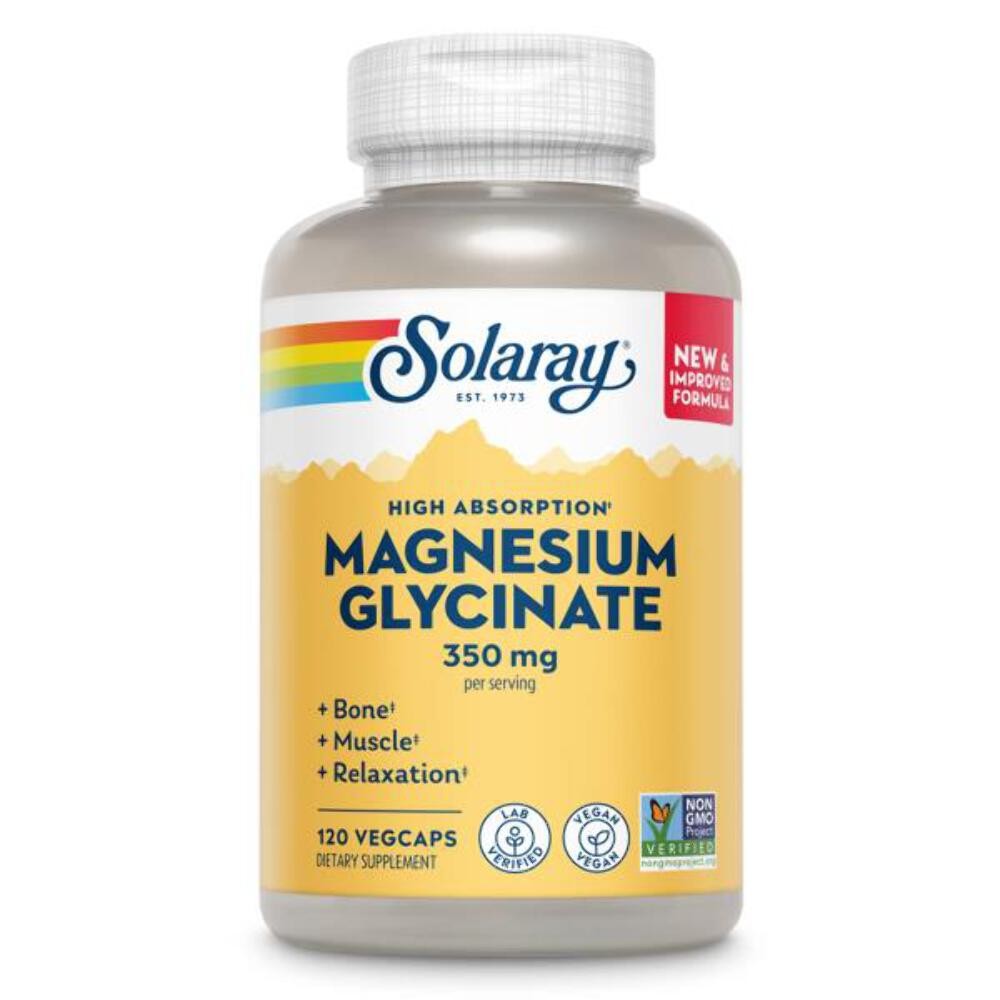 1/28 SOLARAY Magnesium Glycinate Capsules, Chelated Magnesium Bisglycinate w/Bio