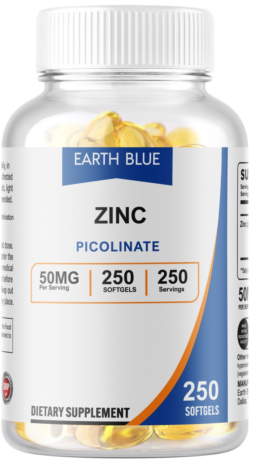 Zinc Picolinate 50mg 250 Softgel Supports Immune System Function Metabolism USA