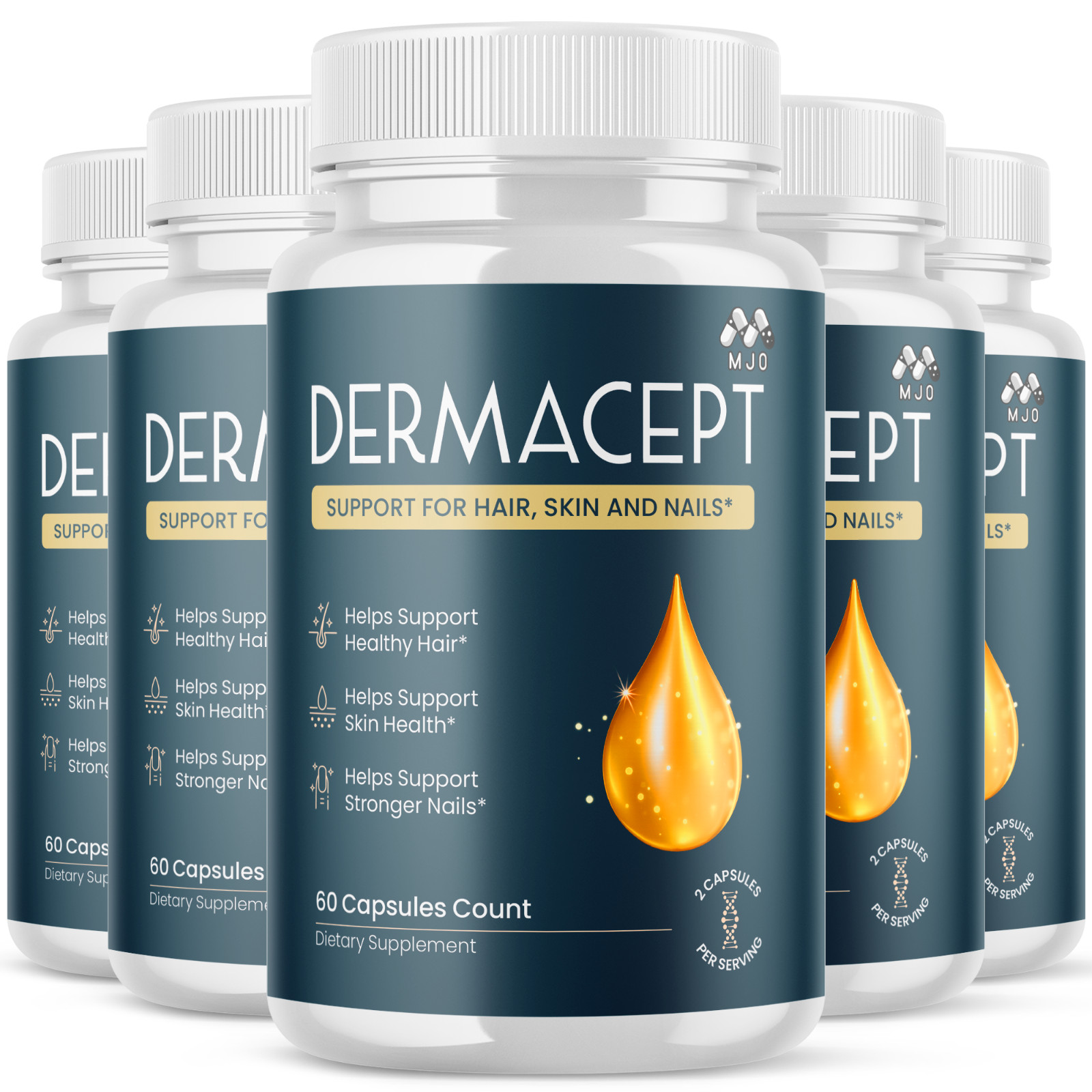 (5 Pack) Dermacept Advanced Formula Skin Health Derma Cept Pills 300 Capsules
