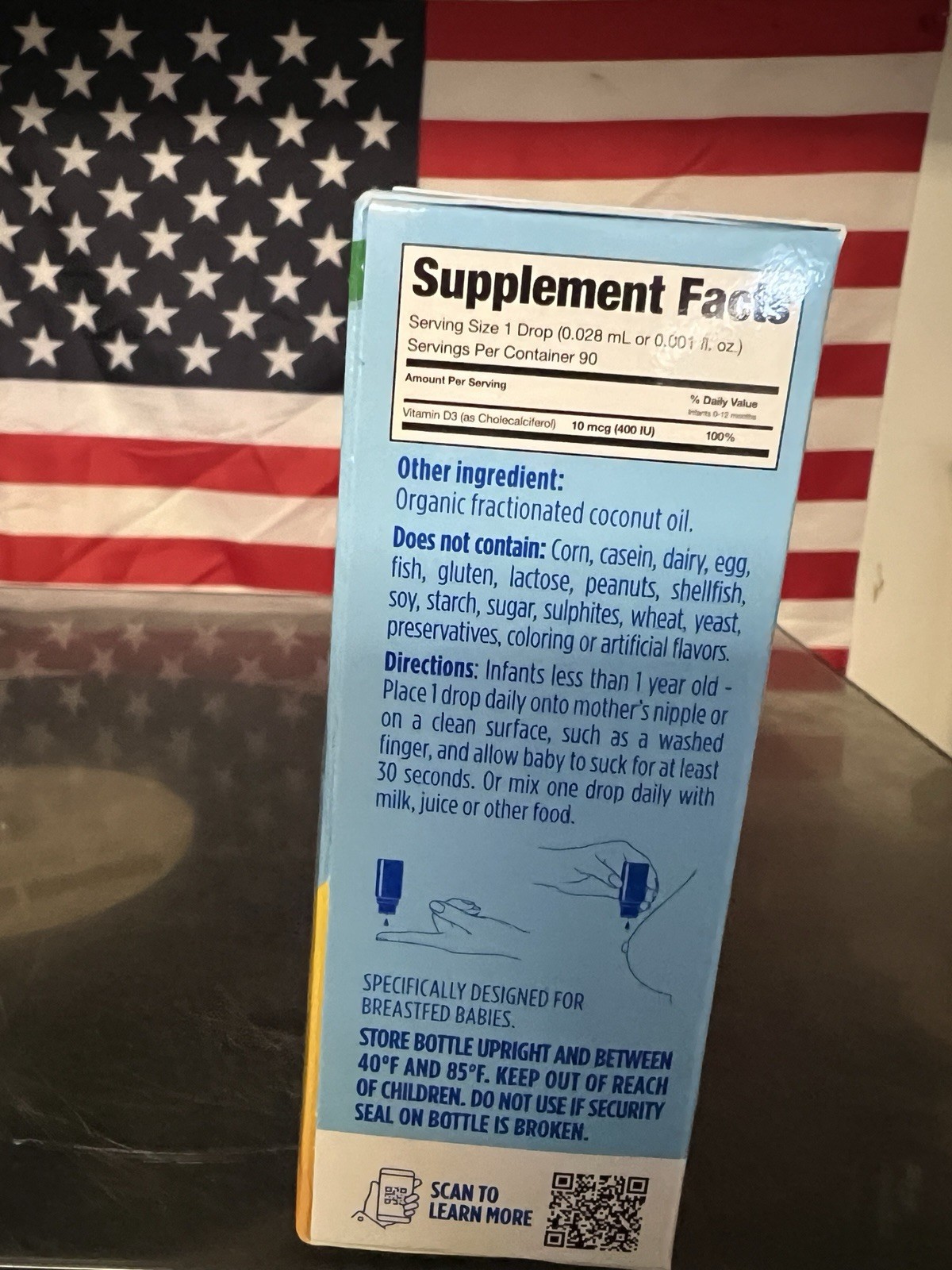 Ddrops Baby Liquid Vitamin D3 400 IU 90 Drops – 0.08 fl oz