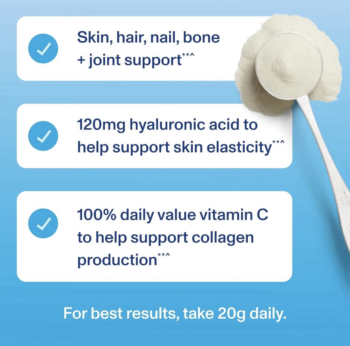 Vital Proteins Collagen Peptides Powder Advanced Hyaluronic Acid +Vitamin C 20oz