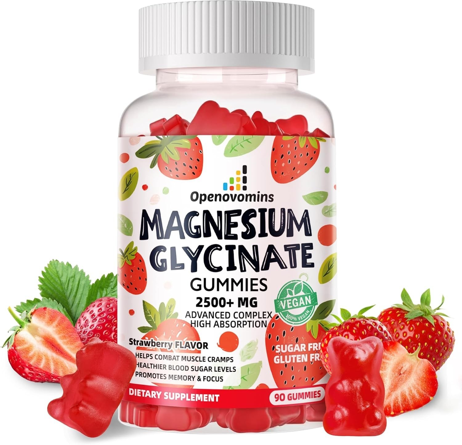 Magnesium Glycinate Gummies 2500mg – Sugar Free Magnesium Potassium Supplement