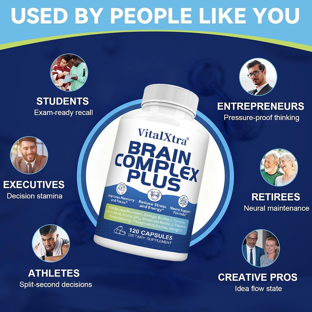 Brain Complex Plus Reduce Stress And Energy,Neuro Support Formula 120 Capsules