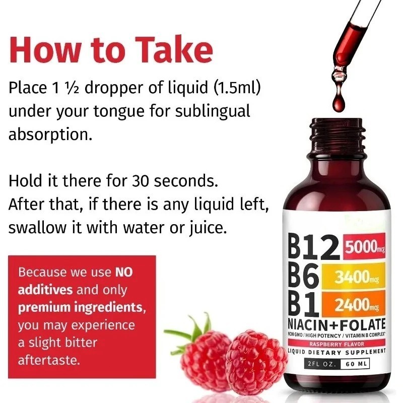 3/1x Vitamin B12 and B6 Liquid Drops, B12 Sublingual Vitamin B Complex Vitamin+-