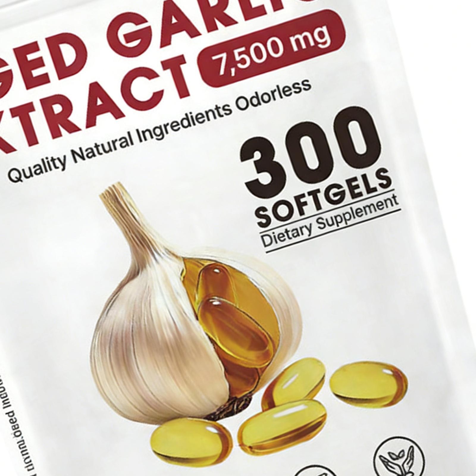 300 Softgels, Elare Aged Garlic Extract, 7500mg Odorless Heart & Immune