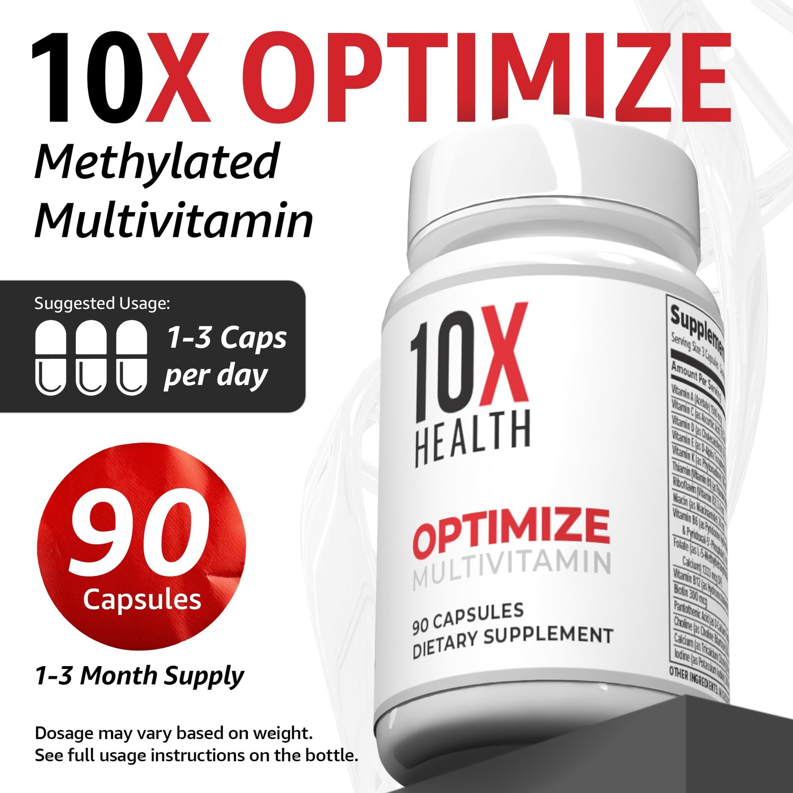 10X Health Methylated Multivitamin – 90 Capsules 90 Count (Pack of 1)
