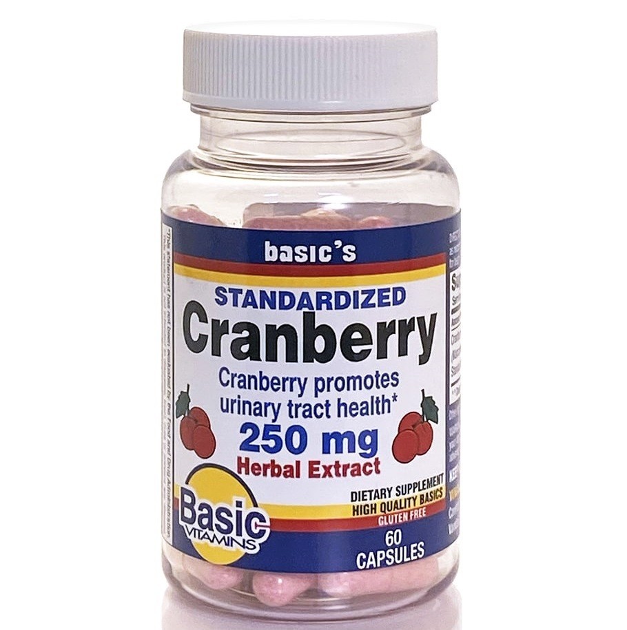 Basic Cranberry Extract 250 mg – 30% Capsules Dietary Supplement Herbal, 60 Ct