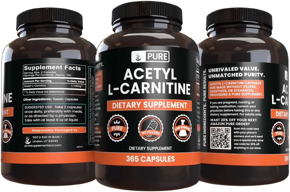 Pure Original Ingredients Acetyl L-Carnitine (365 Capsules) No Magnesium Or Rice