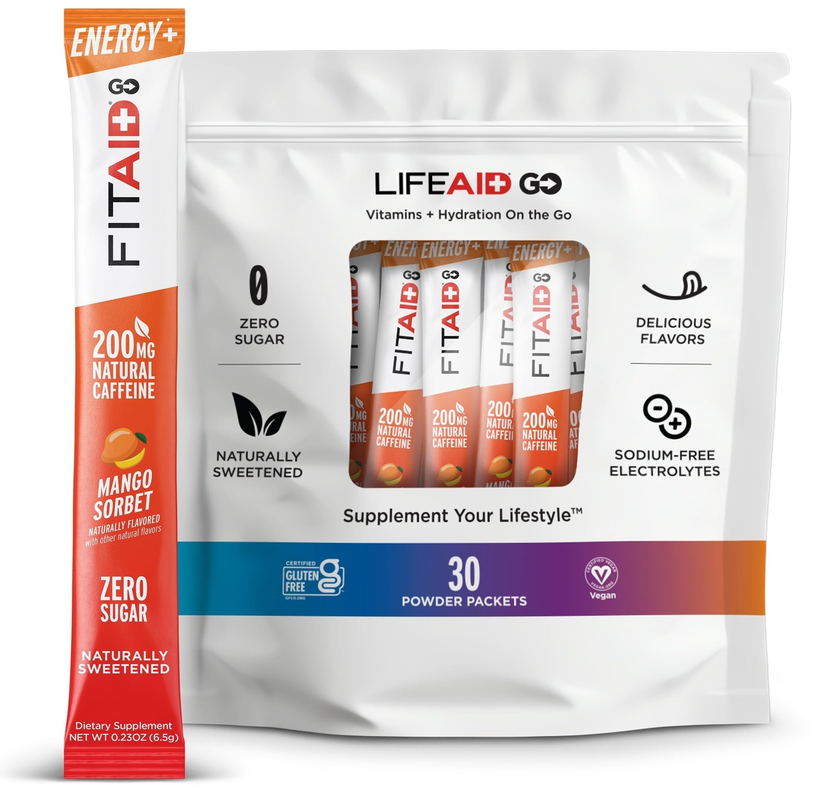 FITAID Energy GO Blend, 200mg Caffeine from Green Tea, Zero Sugar, All-in-One…
