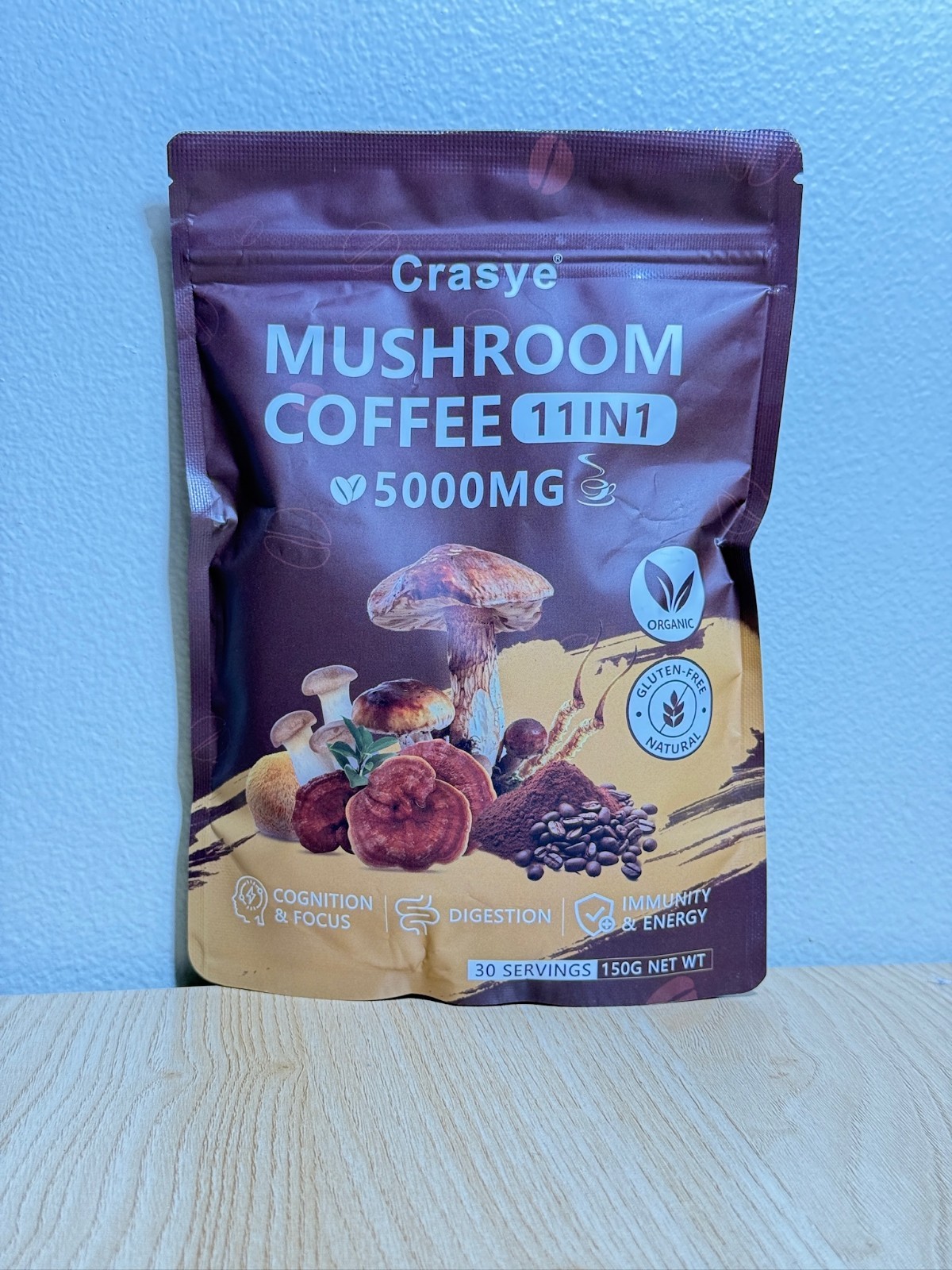 Crasye Mushroom Coffee 11in1 5000mg Organic 30 Servings 150g New Sealed