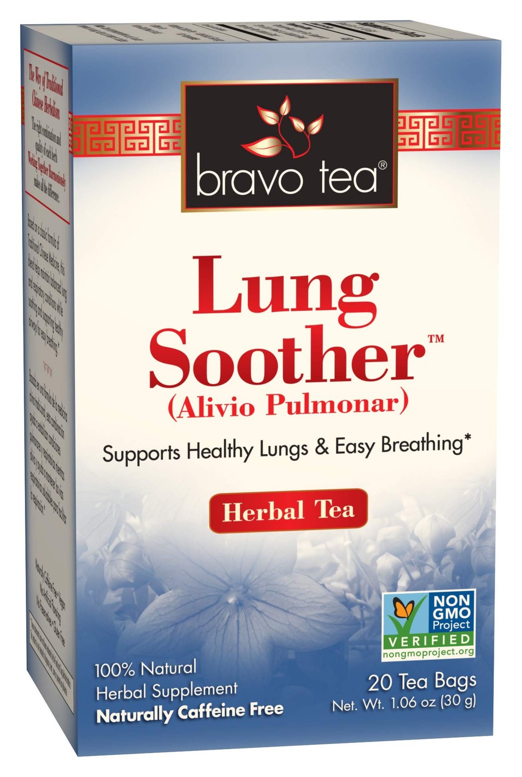 Bravo Tea Lung Soother Herbal Tea Caffeine Free, 20 Tea Bags, 6 Count