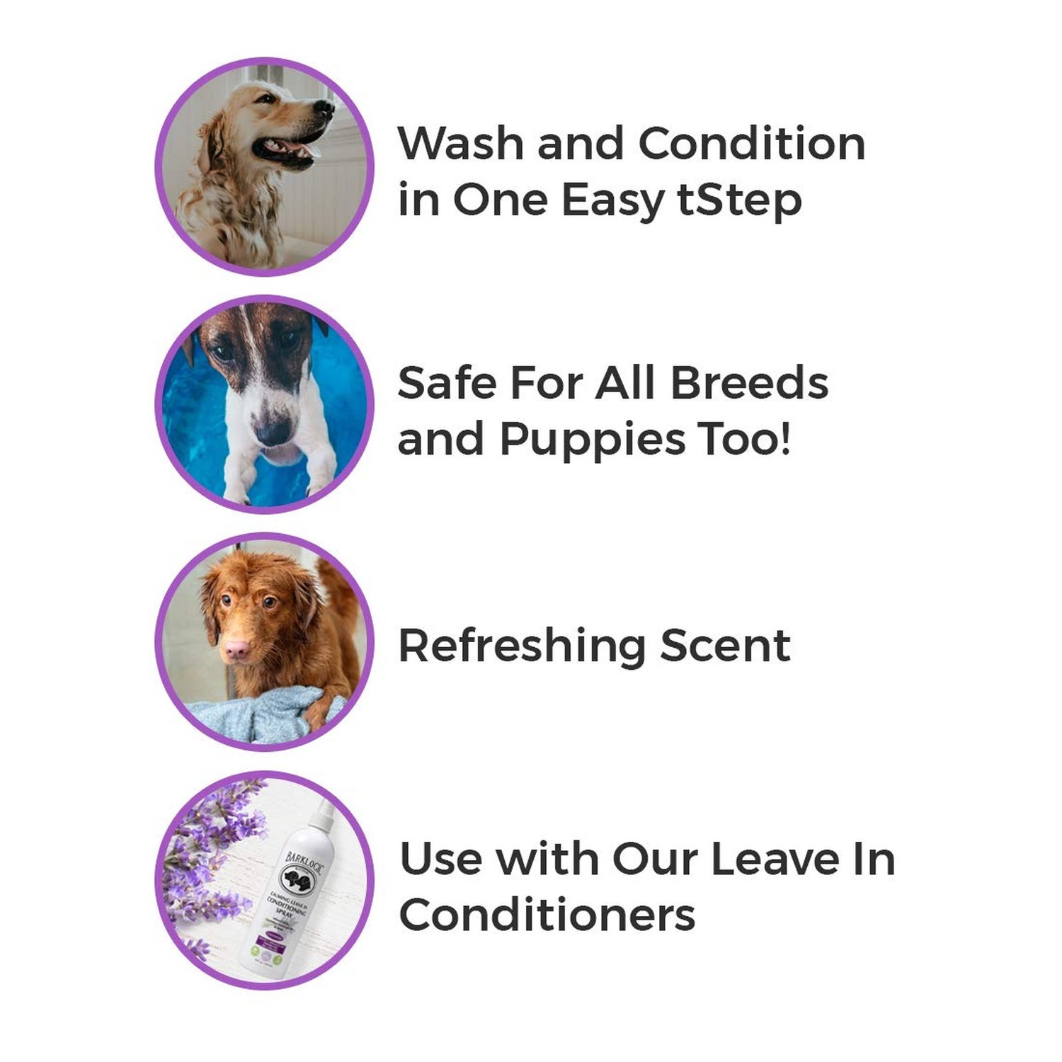 BarkLogic Plant Based 2 in 1 Dog Shampoo and Conditioner, Lavender, 16 fl oz …