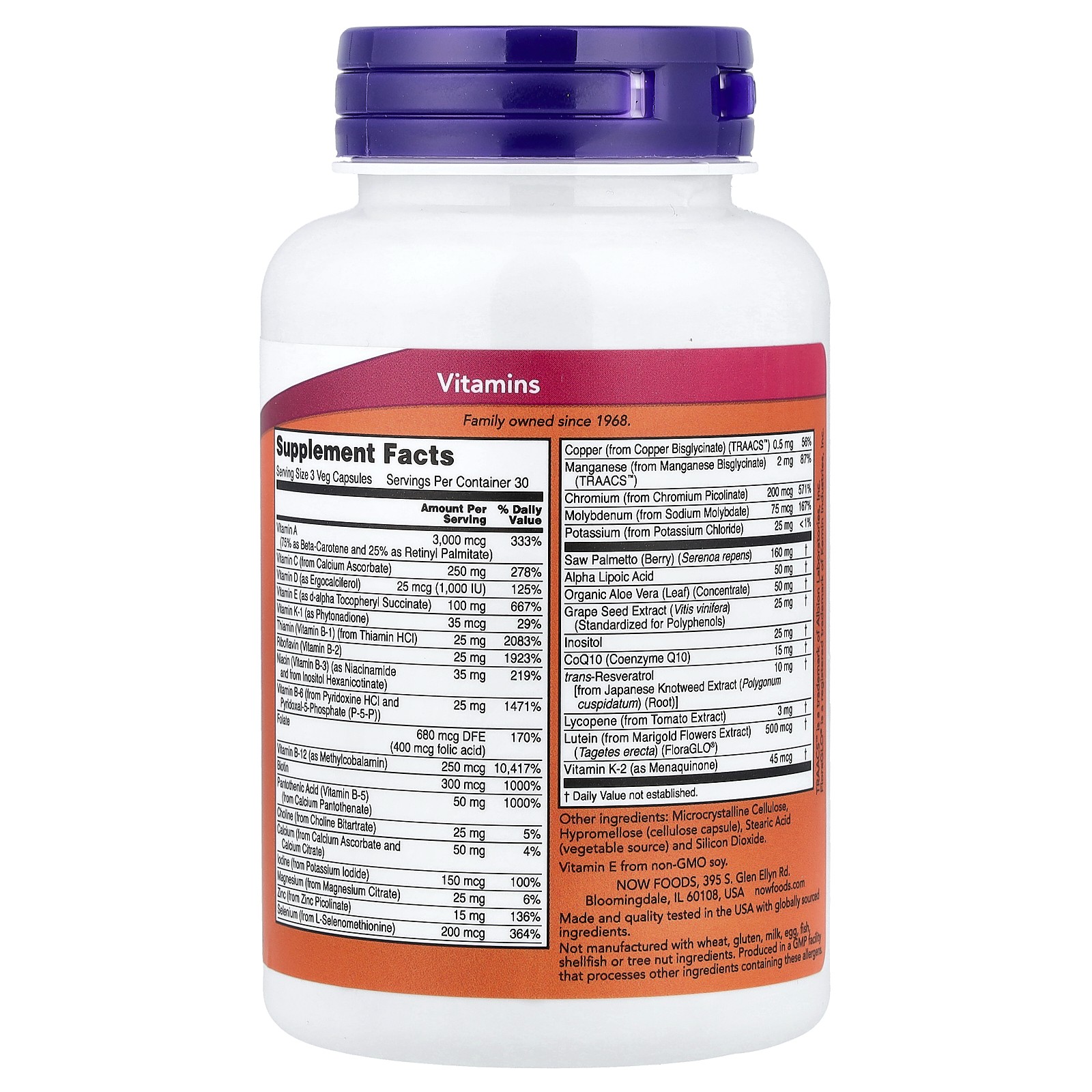 Now Foods Adam Superior Men s Multi 90 Veg Capsules GMP Quality Assured, Vegan,