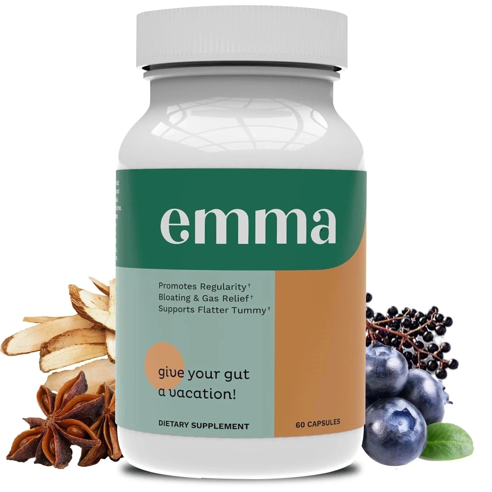 4/1Pack Emma Gut Health Doctors Endorsed Supplement 60 Capsules -Relief from Gas