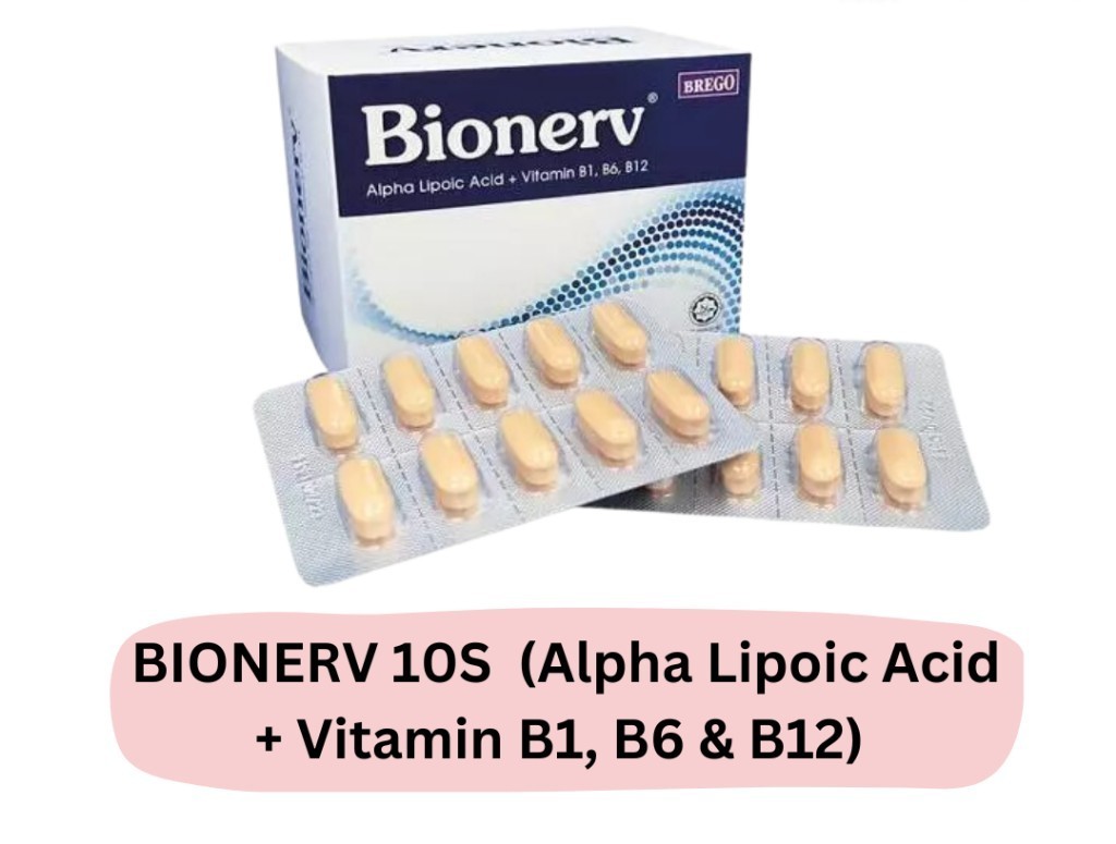 1 X Bionerv 60 Tablets Alpha Lipoic Acid , Vitamins B1, B6 & B12 for Nerve Pain